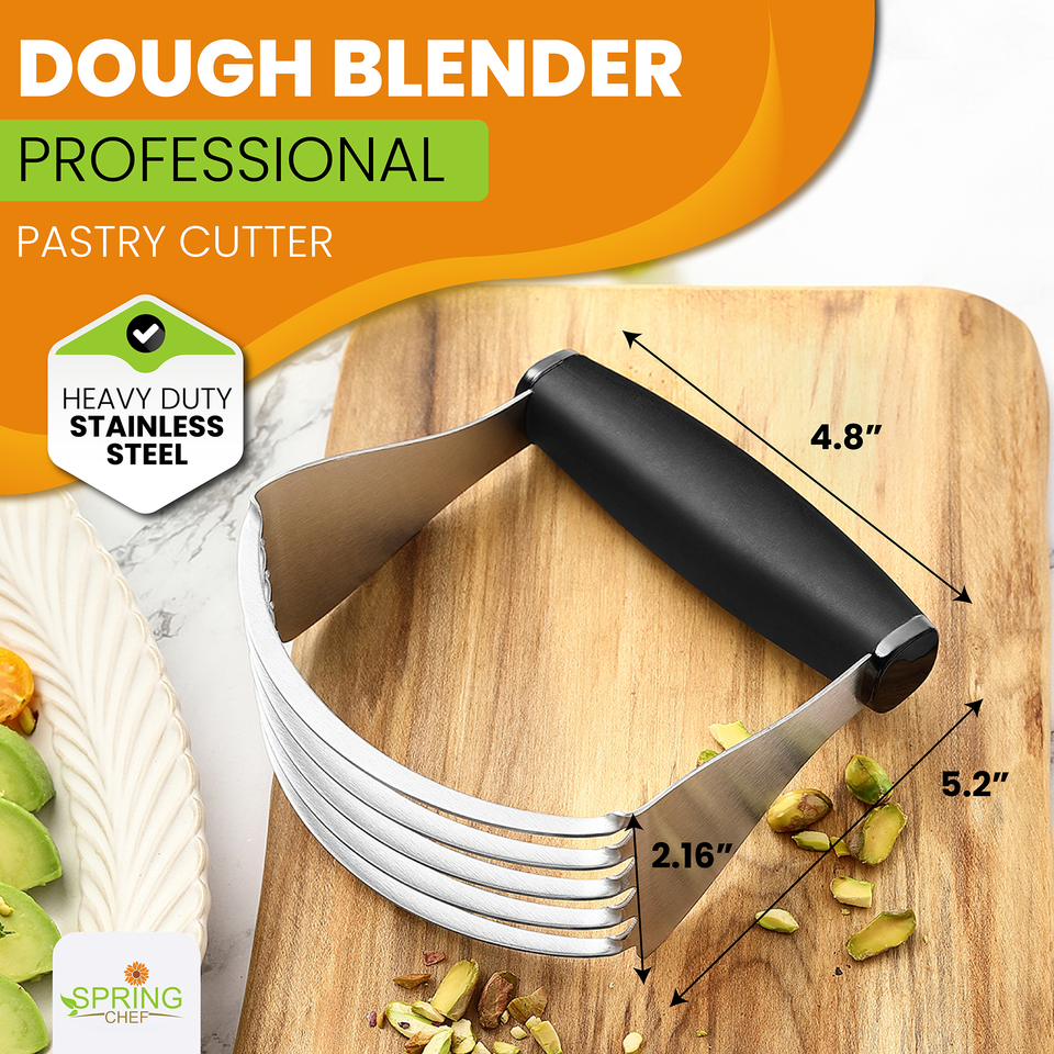 Spring Chef Dough Blender, Top Professional Pastry Cutter with Heavy Duty Stainless Steel Blades, X Large