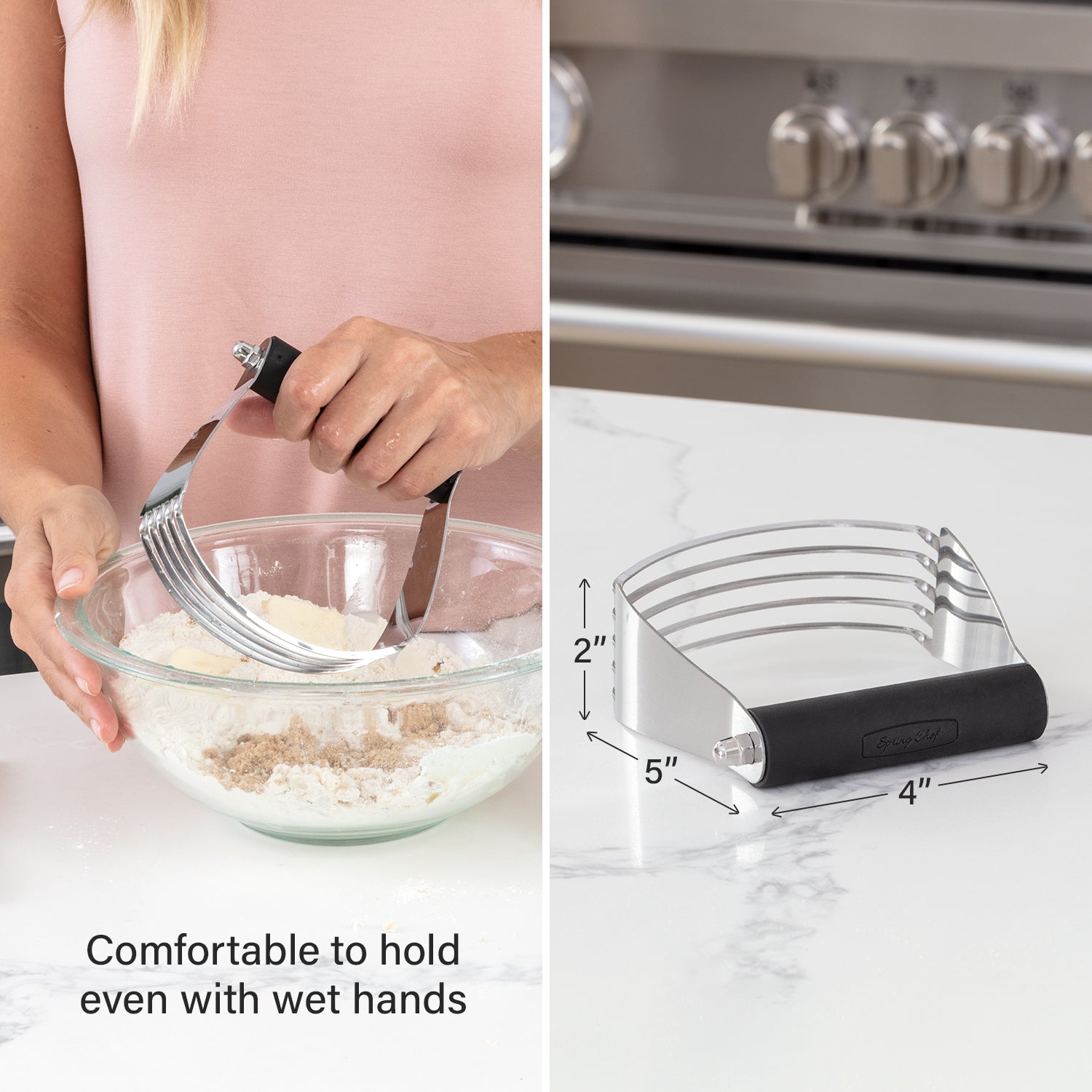 Spring Chef - Dough Blender and Pastry Cutter, Stainless Steel Nut, Pie,  Pastry and Dough Cutter and Scraper, Multipurpose Baking Tools with Soft  Grip
