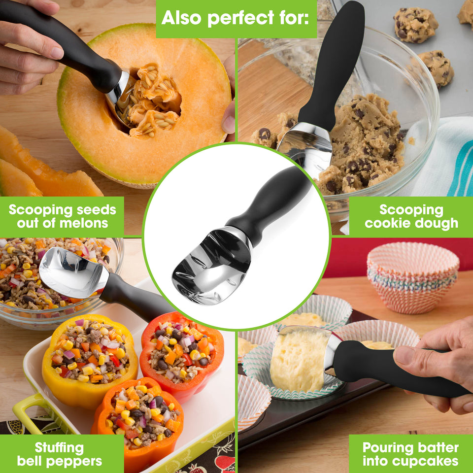 Ice Cream Scoop Easy Trigger Stainless Steel Cookie Water Melon Dough Spoon