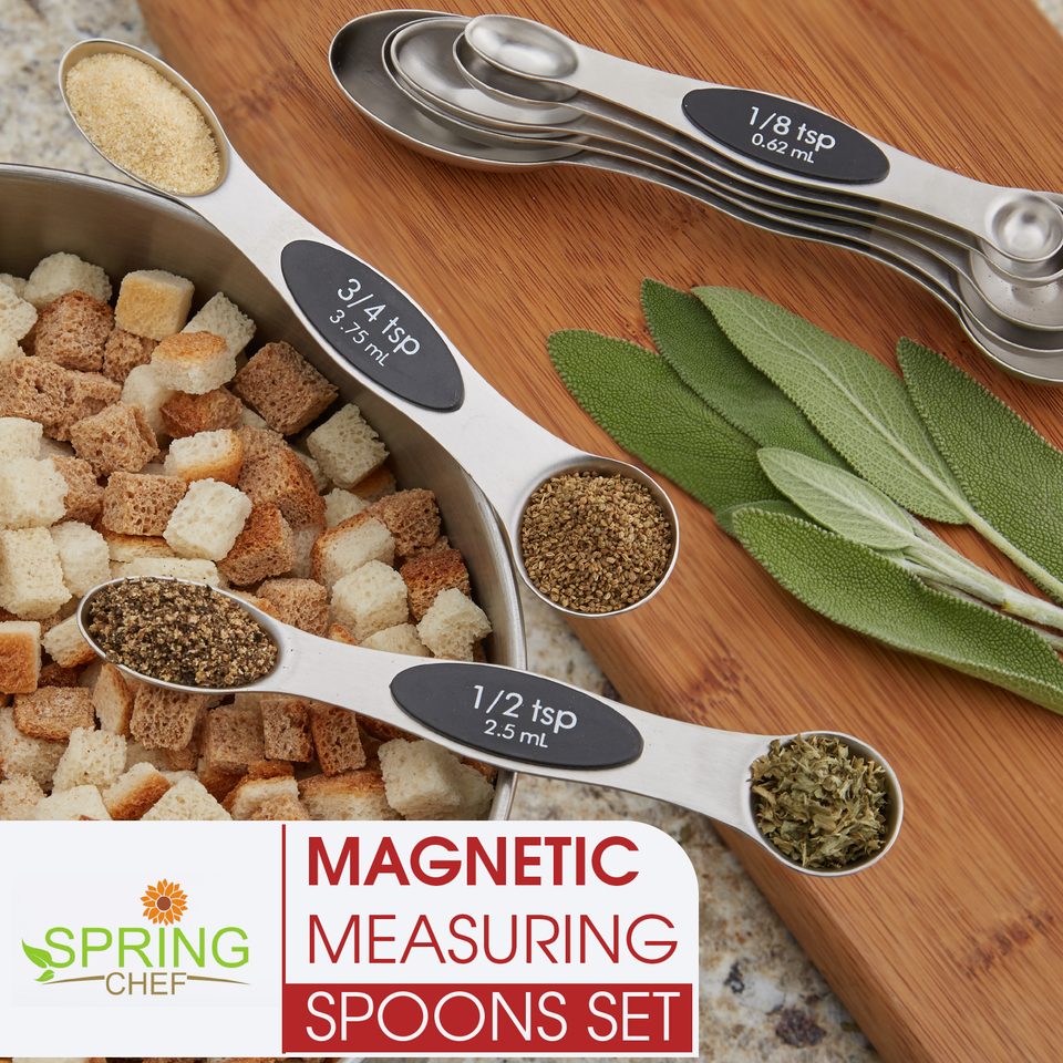 Spring Chef Spring Chef Magnetic Measuring Spoons Set Dual Sided Stainless  St