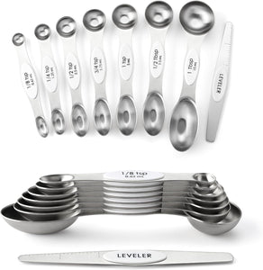 Spring Chef Magnetic Measuring Spoons Set, Dual Sided, Stainless Steel,  Fits in Spice Jars, Pink Lemonade, Set of 8 in 2023