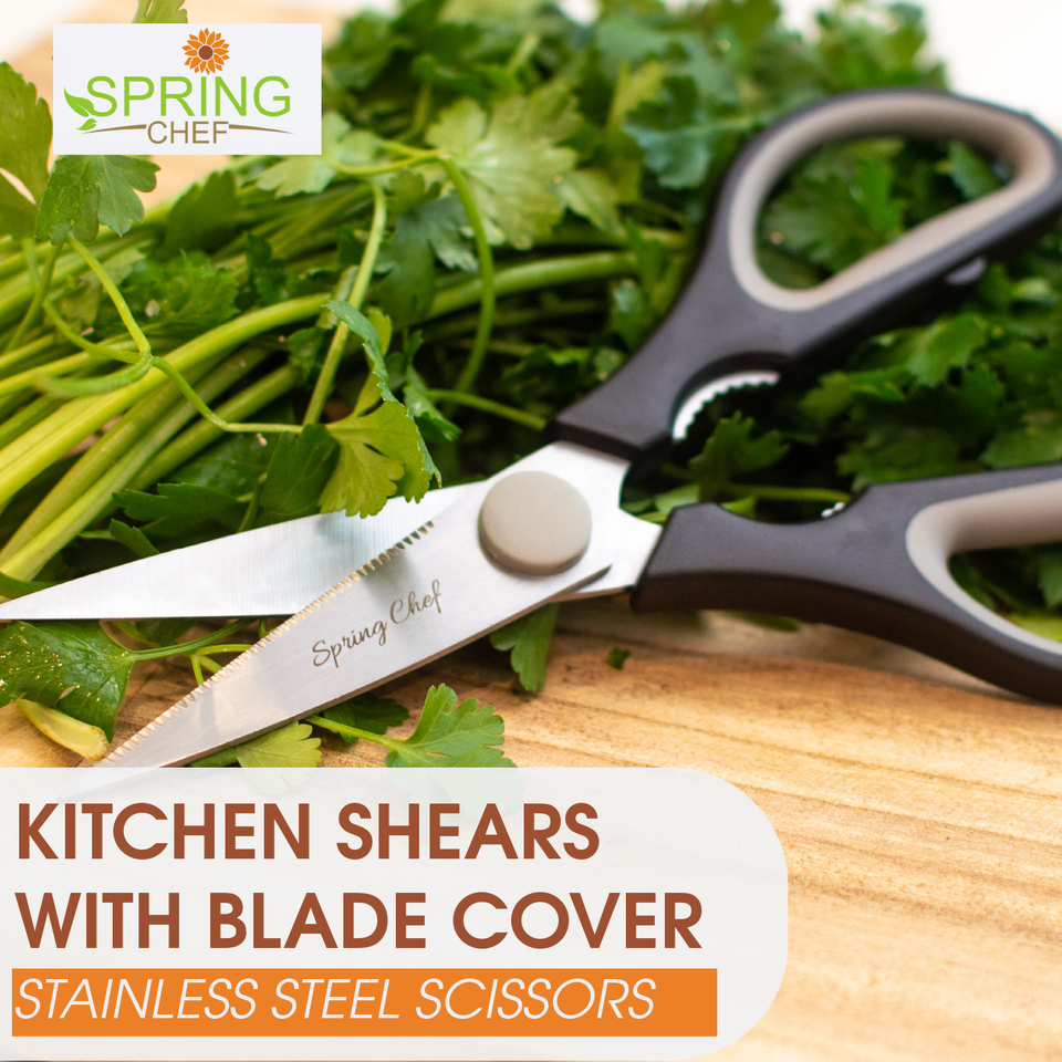 Heavy duty Kitchen Shears with Blade Cover,poultry shears purpose Kitchen  Scissors Stainless Steel Scissors for Herbs, Chicken, Meat & Vegetables,  Black 