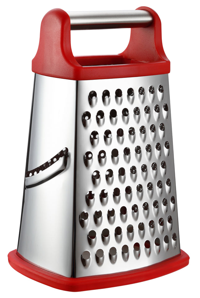 King International Stainless Steel Grater, Four-Sided Grater and Slicer,  Stainless Steel Vegetable Grater for Kitchen, 9.25 for Cheese, Coconut