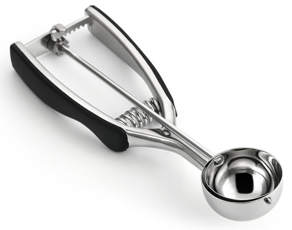 Spring Chef Cookie Scoop, Premium 18/8 Stainless Steel Disher with Soft  Grip Fruit Scooper, Spring Loaded with Trigger Release for Cookie Dough