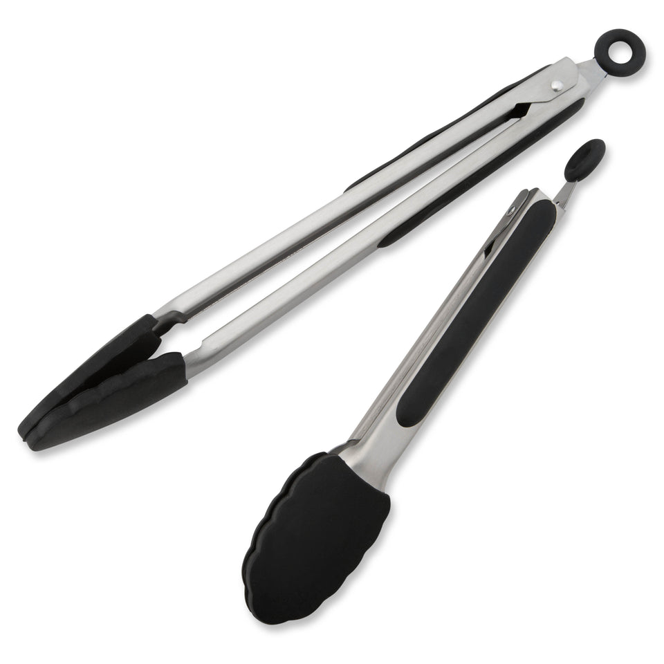 12 Inch Non- Stick Stainless Steel/Silicone Kitchen Tong for Barbecue,  Grilling, Cooking , Black