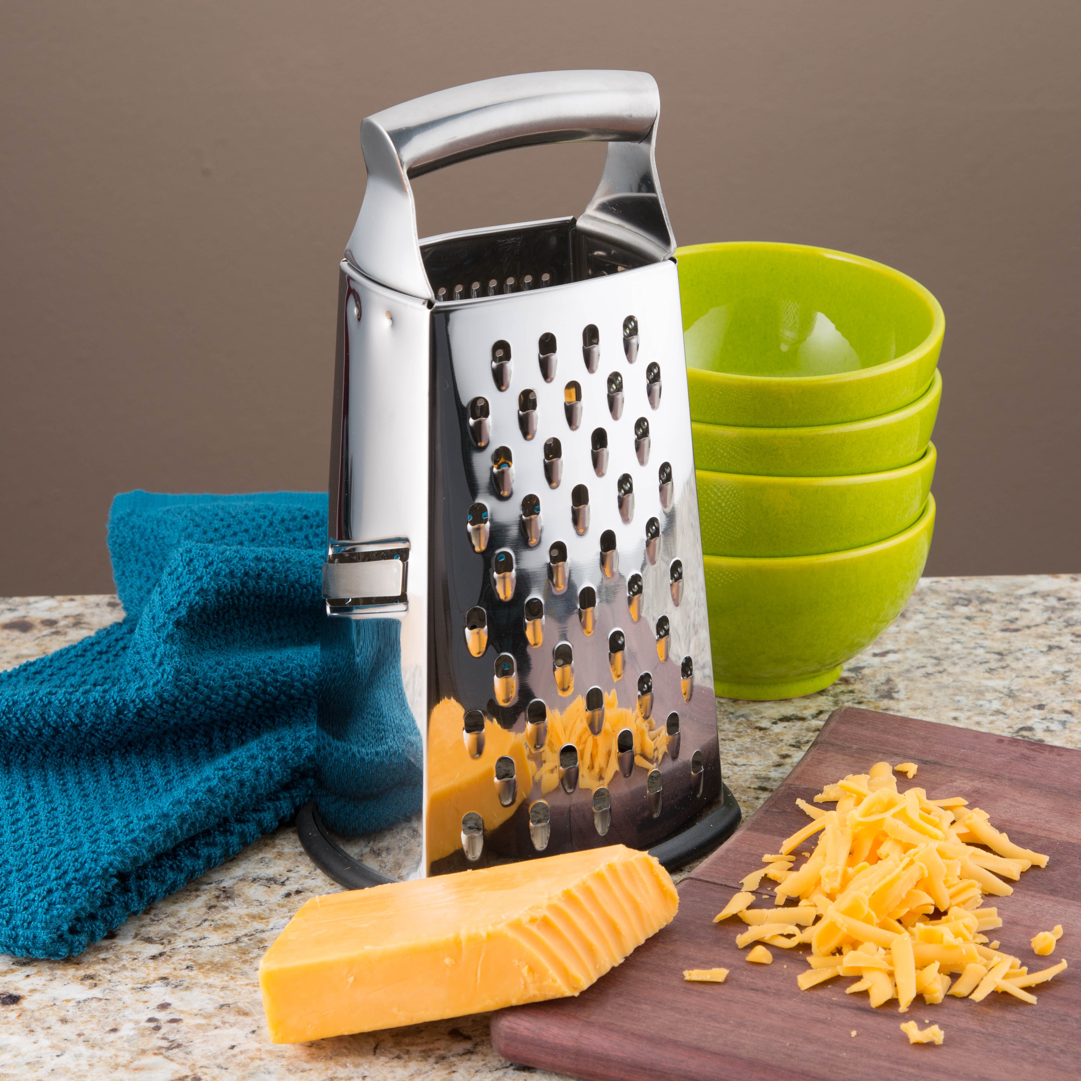 Spring Chef Professional Cheese Grater With Storage Container, Stainless  Steel & Soft Grip Handle, 4 Sides, Handheld Kitchen Food Shredder Best Box