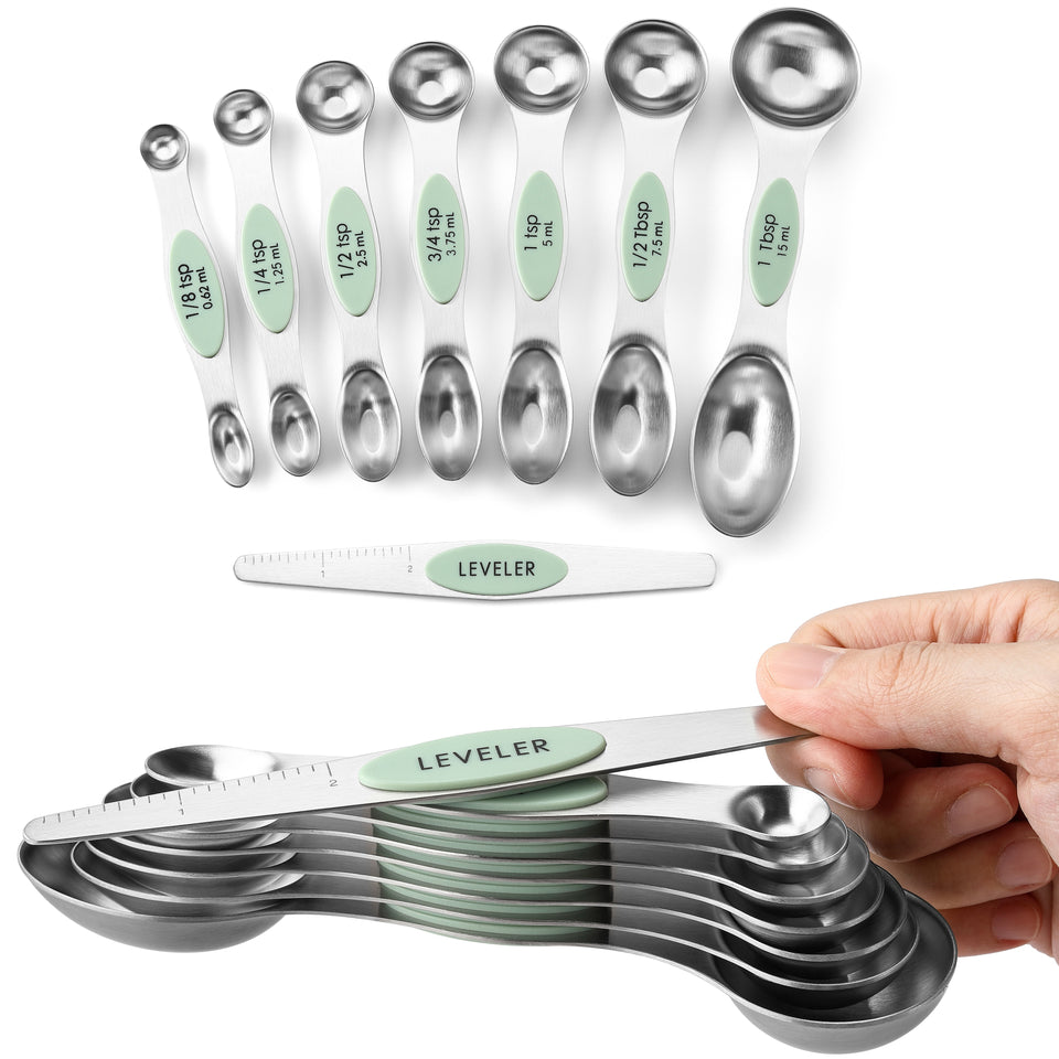 Magnetic Stainless Steel Measuring Spoons Set, 6 Metal Accurate Spoons for  Measuring Dry and Liquid Ingredients Teaspoon & Tablespoon for Home,  Kitchen, Baking, Cooking 