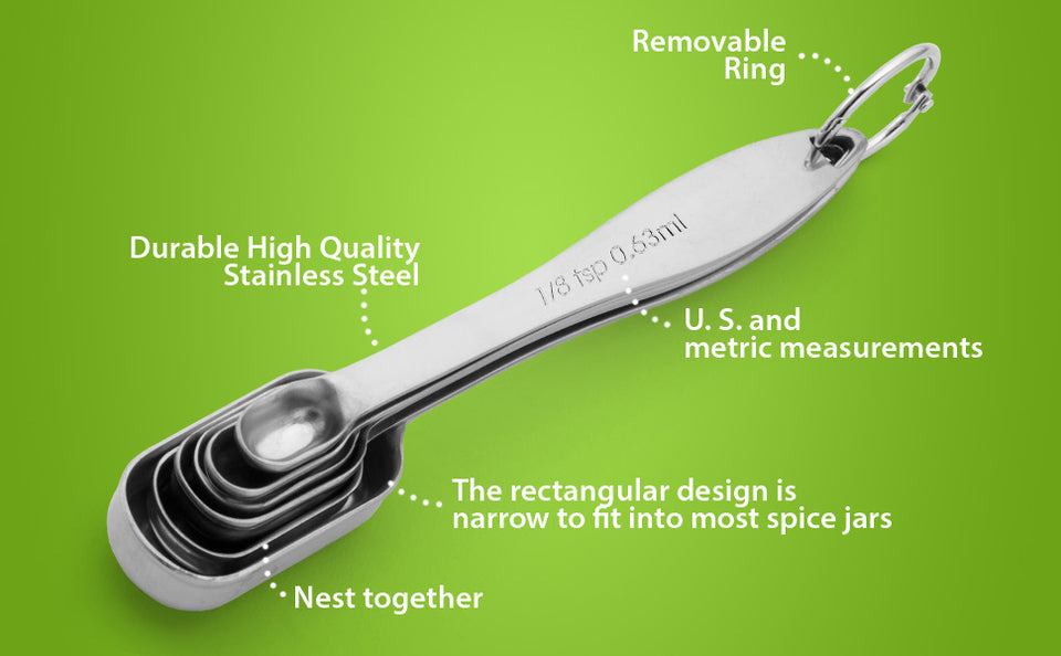 Heavy Duty Stainless Steel Measuring Spoons with Slim Design for